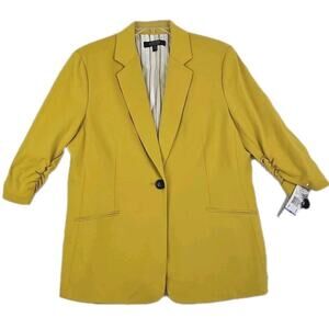 Kasper ~Woman Size 18~ Maize Mustard Yellow Fully Lined Blazer Office Wear NWT.